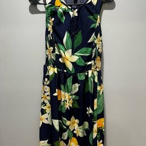 Old‎ Navy Navy and Yellow Floral Midi Dress